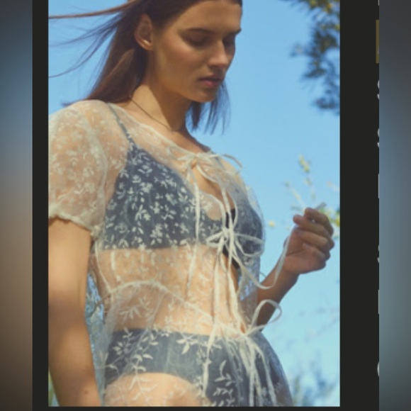 1X Anthropologie sheer short sleeve organza maxi dress - Picture 2 of 10